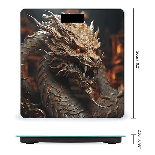 Golden Dragon on Red Background Scale for Body Weight Highly Accurate Digital Bathroom Scale Sturdy Tempered Glass Weighing Scales with LCD Display Fashion Body Fat Smart Scales 400lb