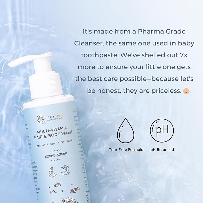 Lill Hair &amp Body Wash Natural Formula with Honeysuckle Basil Mandarin pH Balanced Tear-Free