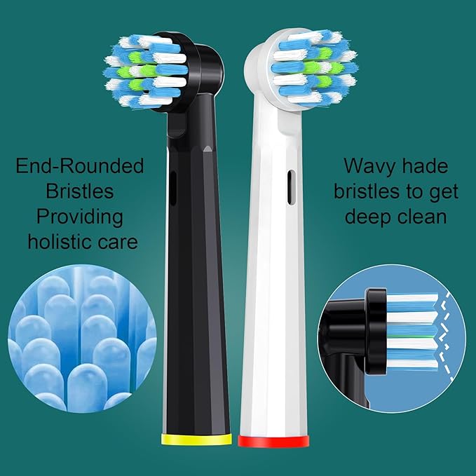 8 Pack Replacement Toothbrush Heads Compatible with Oral B Pro 1000 Electric Toothbrush Brush Heads Refill for Smart 1500 Cross/Floss/Sensitive/7000/5000 Black/White