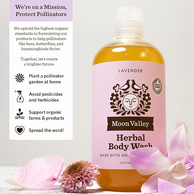 Moon Valley Organics Herbal Body Wash Lavender Peppermint Siberian Fir All Natural Ingredients No Parabens Vegan Moisturizing Essential Oils Variety 3 Pack
