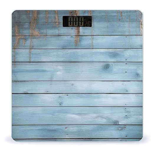 Blue Wood Scale for Body Weight Highly Accurate Digital Bathroom Scale Sturdy Tempered Glass Weighing Scales with LCD Display Fashion Body Fat Smart Scales 400lb