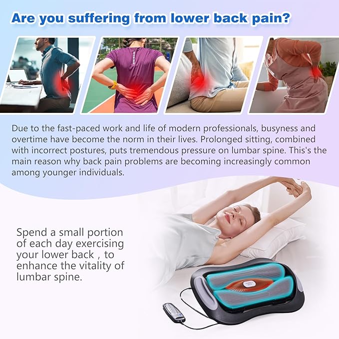 ALPHAY Electric Lumbar Traction DeviceLower Back Traction Device with Dynamic Stretching 3 Levels of Vibration and Thermal Therapy Low Back Pain Relief