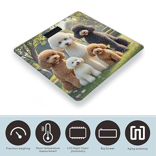 Poodles Dogs Scale for Body Weight Highly Accurate Digital Bathroom Body Scale Digital Bathroom Scales for People Anti-Slip Large LCD Display Smart Scales