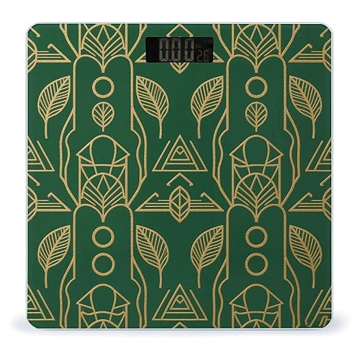Peel and Stick Art Deco Weight Scale Large Bathroom Scales Digital Weight with Bright LED Display Non Slip Automatic Weighing Scale Fashion Weighing Machine for Body
