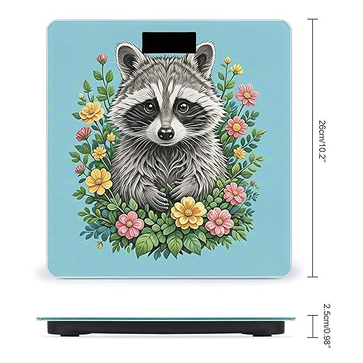 Raccoon Bathroom Scale for Body Weight LCD Display Digital Bathroom Scale Tempered Glass Bathroom Weight Scales Fashion Smart Scales for Home Bedroom 400 Lb