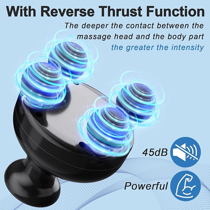 DEITY 4 Heads Handheld Massage Gun Deep Tissue Electric Body Massager Percussion Muscle Massager for Easing Shoulder and Back Tension with Reverse Thrust Function
