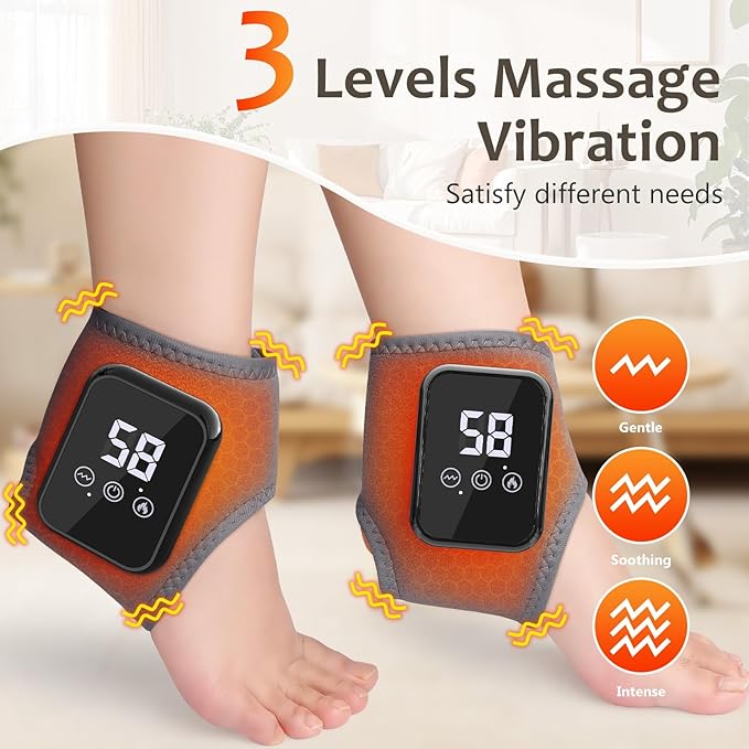 Foot Massager for Neuropathy Foot Renew Triple Method Massager with 3-Speed &amp 3-Temperature Wireless Heated Foot &amp Ankle Wrap Portable Foot Massagers for Home/Office/Travel