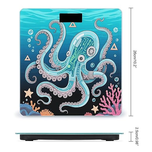 Mechanical Octopus Bathroom Scale for Body Weight LCD Display Digital Bathroom Scale Tempered Glass Bathroom Weight Scales Fashion Smart Scales for Home Bedroom 400 Lb
