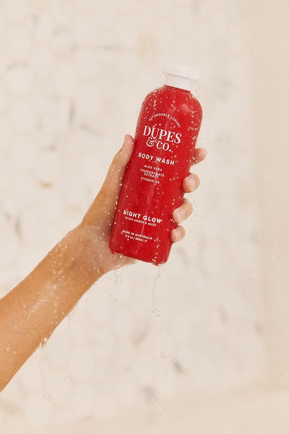 Dupes &amp Co. Night Glow Body Wash – 13 fl oz – Nourishing Aloe Vera Pomegranate Extract &amp Vitamin B5 – Cleanses &amp Hydrates – Made in Australia