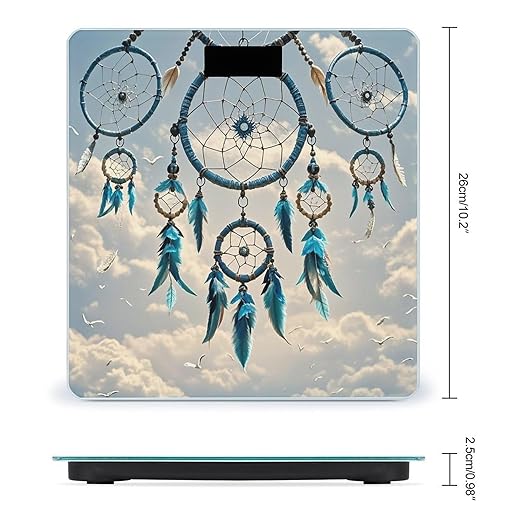Native Dream Catcher Bathroom Scale for Body Weight Bathroom Weighing Scales with Back Lit LED Display Sturdy Tempered Glass Body Weight Bathroom Scale 400lb Weighing