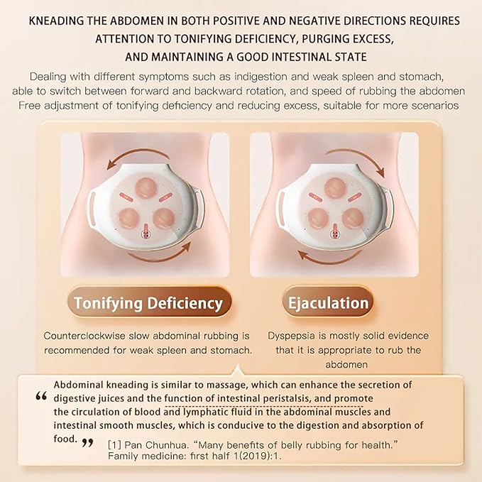 Bianstone Abdominal Massager Electric Abdominal Cellulite Massager 3 Massage and Red Light Hot Compress Adjustable Forward and Reverse Kneading for Indigestion Gas Constipation