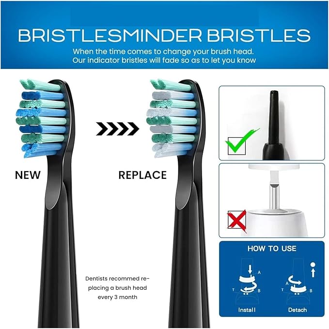 8 Pcs Electric Toothbrush Heads Compatible with D7/D8/FW507/FW508/FW551/917/959/SG-E9 Moderately Soft Bristles Brush(8pcs White)