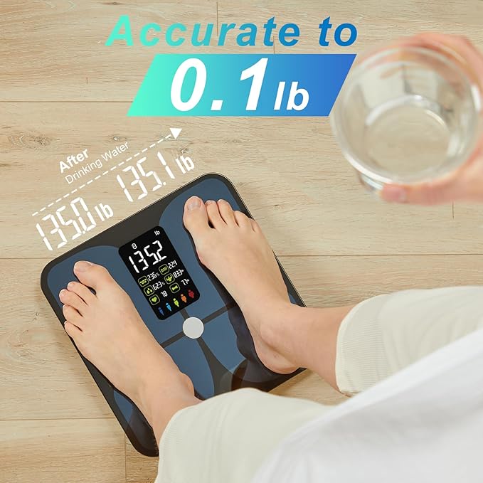 Smart Scale for Body Weight and Fat - Weight Scale with Large Display LEPULSE Body Fat Scale with BMI Body Fat Muscle Mass Body Composition Monitors Bathroom Scale