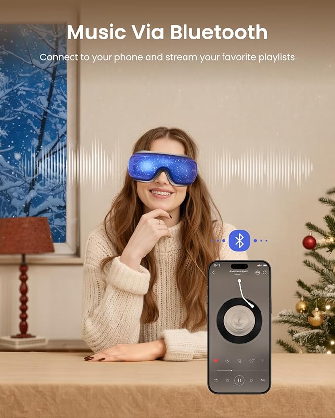 RENPHO Limited Edition Eye Massager with Heat and Cooling Voice Control FSA Eligible HSA Mothers Day Birthday Gifts for Mom Women Men Her Him Eye Mask for Migraines Relief Eyeris 3 Reduce Dry Eyes