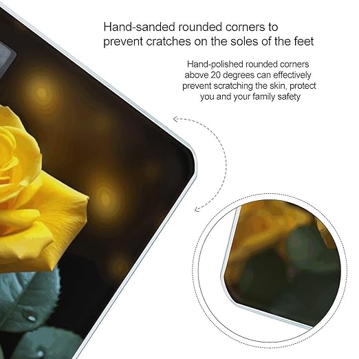 Beautiful Yellow Roses Bathroom Scale Weight Scale for Body WeightHighly Accurate Digital Weighing Machine Clear LED Display Digital Bathroom Body Scale 400lb/182kg