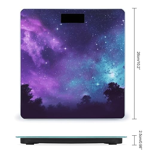 Purple Starry Sky Bathroom Scale Large LCD Backlight Display Digital Scale Rounded Corners Body Scales Automatic Power On/Off Bathroom Scales for Home Bedrooms