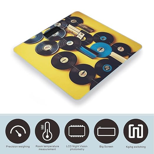 Vinyl Records and Tapes Scale for Body Weight Digital Bathroom Scale Accurate Smart Weight Scales with Large Display Weighing Machine High Precision Scales