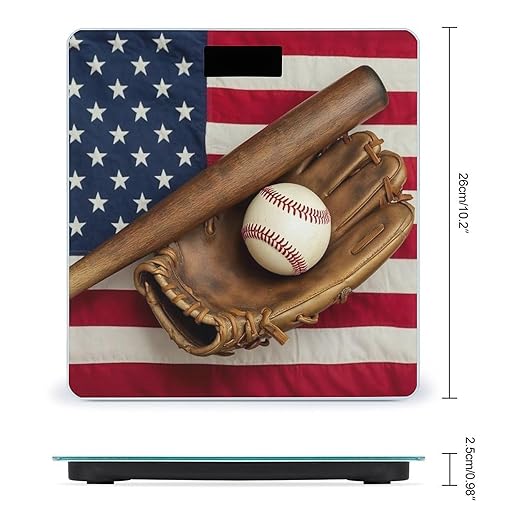 Men's Fashion Automatic Switch Digital Bathroom Weighing Scale Smart Scale Vintage Ball Baseball American Flag