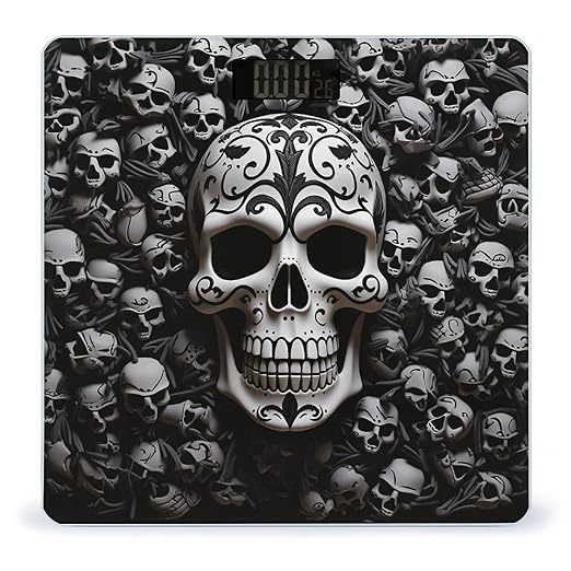 Black and White Skulls Scale for Body Weight Accurate Digital Bathroom Scale Toughened Glass High Precision Scales Smart Weight Scales with Large LCD Backlight Display Weighing Machine