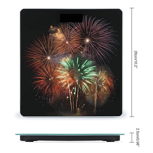 Splendid Fireworks Scale for Body Weight Precision Bathroom Weighing Scales with Back Lit LCD Display Sturdy Tempered Glass Body Weight Scales Digital Bathroom Scale 400lb