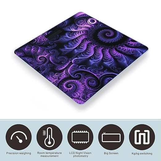 Digital Bathroom Weighing Scale Energy Saving Scale Smart Scale for Body Weight Trippy Abstract Purple Tie Dye