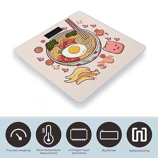 Delicious Sweet Ramen Bathroom Scale Weight Scale for Body WeightHighly Accurate Digital Weighing Machine Clear LED Display Digital Bathroom Body Scale 400lb/182kg
