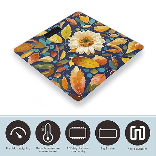 Leaves and Flowers Scale for Body Weight Digital Bathroom Scale Accurate Smart Weight Scales with Large Display Weighing Machine High Precision Scales