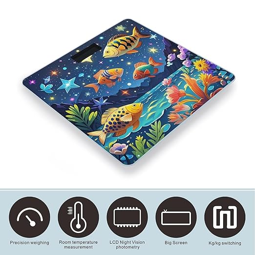 Starry and Fish Scale for Body Weight Digital Bathroom Scale Toughened Glass High Precision Scales for Body Weight with Large LCD Backlight Display Weight Scales