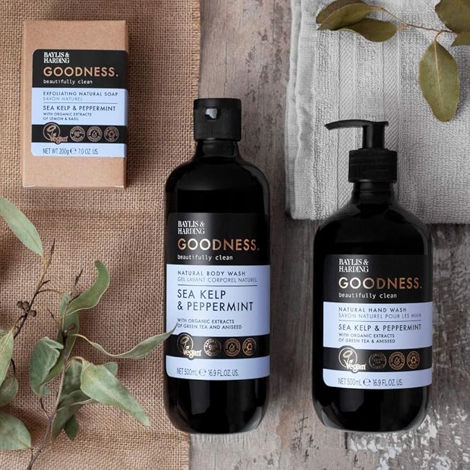 Baylis &amp Harding Goodness Sea Kelp &amp Peppermint 500 ml Body Wash Pack of 3