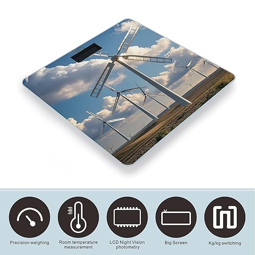 Windmills Weight Scale Highly Accurate Digital Weighing Scale with Large LCD Display Smart Bathroom Scales for Home Bedrooms and Gift Giving