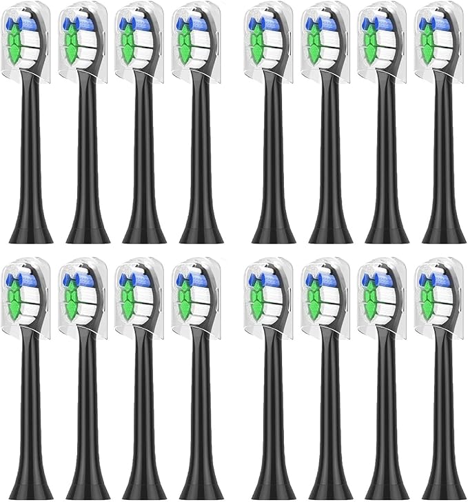 4/8/12/16 Pcs Replacement Toothbrush Heads Compatible for PhilipsSonicare Electric Toothbrush Refills for 1100 2100 4100 5100(16pcs Black)