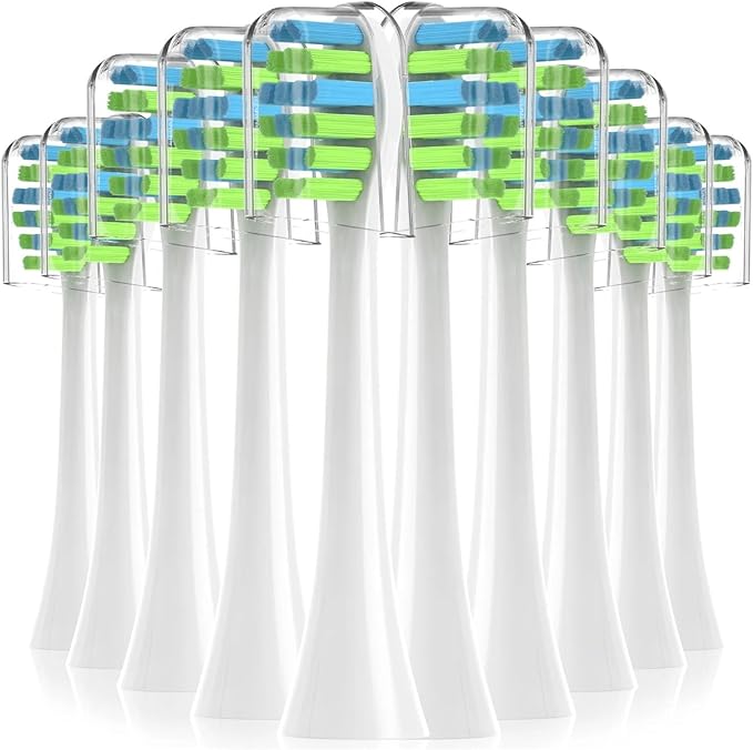 10PCS Replacement Toothbrush Heads Compatible for 7am2m AM101/AM105 Sonic Electric Toothbrush Vacuum Soft Bristle Nozzles(10PCS White)