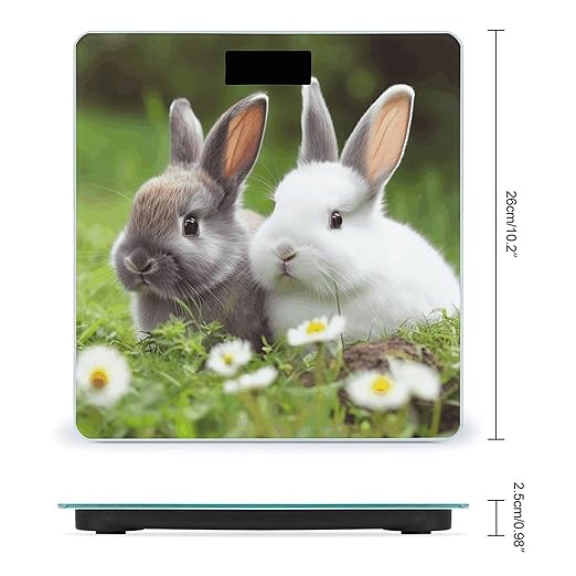 Two Little Cute Rabbits Bathroom Scale Large LCD Backlight Display Digital Scale Rounded Corners Body Scales Automatic Power On/Off Bathroom Scales for Home Bedrooms