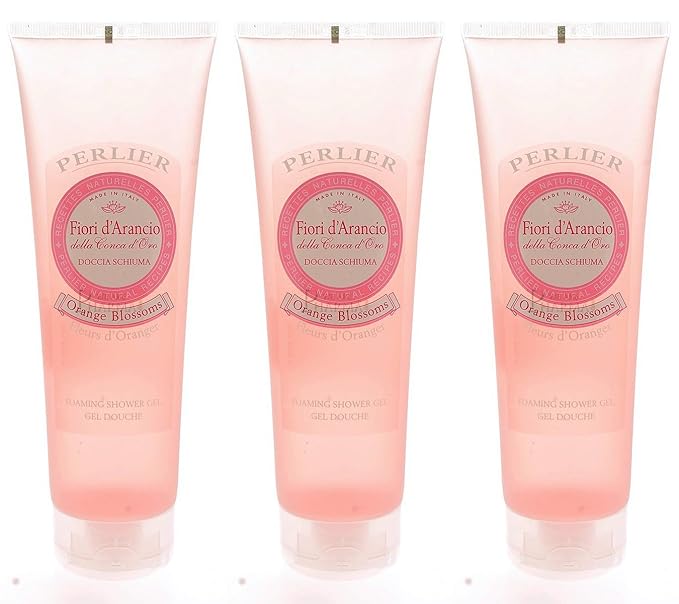 Perlier:Fiori d'Arancio Foaming Shower Gel Orange Blossom Scent - 8.4 Fluid Ounces (250mL) Tubes (Pack of 3) [ Italian Import ]