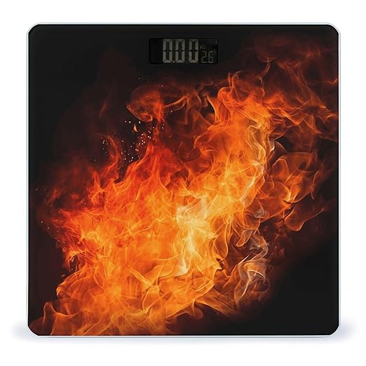 Roaring FlameScale for Body Weight with LCD High Precision Weighing Scales Fashion Sturdy Tempered Glass Weight Scales Easy-to-Read Digital Bathroom Scale for Daily 400lb