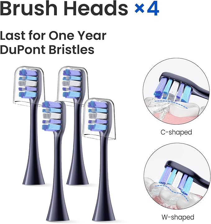 Sonic Electric Toothbrush for Adults&ampTeens - 180 Days Battery Life Seamless Button&amp48000RPM Rechargeable Tooth Brush 4 Replacement Heads for Deep Clean/Smart Timer/4 Brushing Modes/IPX8