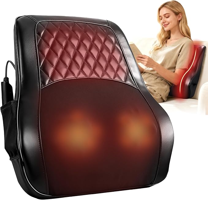 ALLJOY Back Massager with Heat Electric Shiatsu Massage Pillow with LCD Display 4 Modes &amp 3 Intensities Deep Tissue Kneading for Lower Back Neck Shoulder Leg Ideal Gifts for Men Women