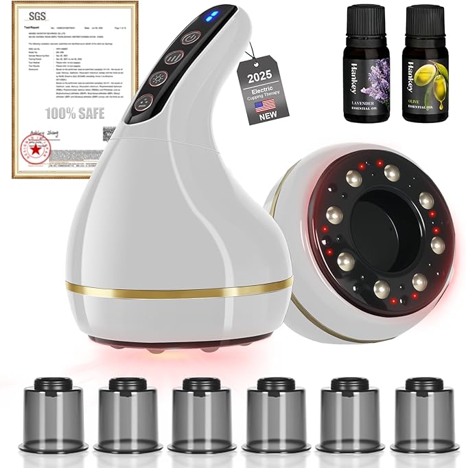 Upgrade 8-in-1 Cupping Kit for Massage Therapy【TOP.1 Germany Control System-100% Smart Massage】【Gua Sha +Red Light Therapy】【NO.1 Split Design】Cupping Set for Targeted Pain ReliefKnots (White)