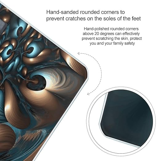 Abstract Blue Brown Scale for Body Weight Safe Rounded Corners Tempered Glass Digital Bathroom Scale LED Display 400lb Capacity Weight Scales with High Precision Sensors