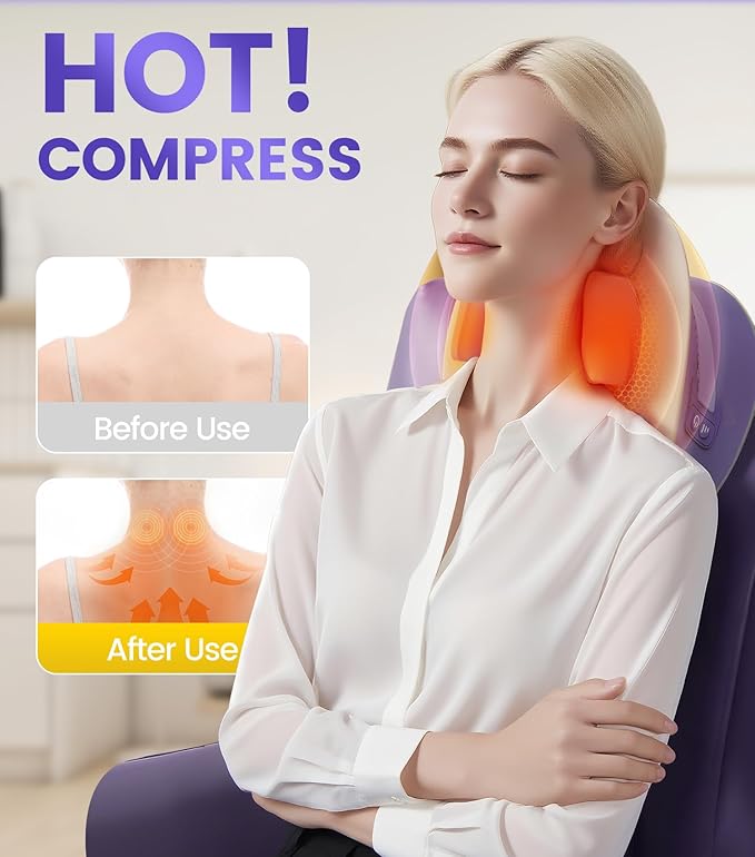 Electric Massage PillowDesigned for Neck Massage with red Light Heating Function relieves Neck Pain and Headache.