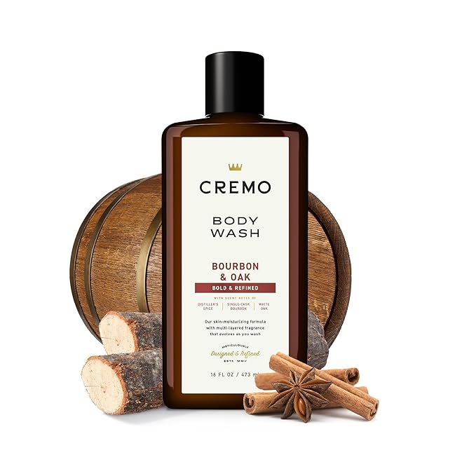 Cremo Rich-Lathering Bourbon &amp Oak Body Wash A Sophisticated Blend of Distillers Spice16 Fl Oz (2-Pack) Packaging may vary