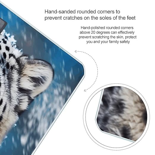 Blue Eyed Snow Leopard Weight Scale Large Bathroom Scales Digital Weight with Bright LED Display Non Slip Automatic Weighing Scale Fashion Weighing Machine for Body