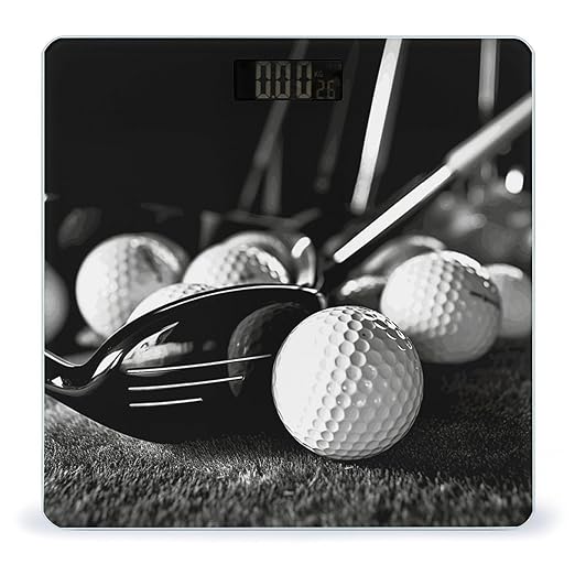 Black and White Golf Scale for Body Weight Sturdy Tempered Glass Weighing Scales with LCD Display Accurate Digital Bathroom Scale Convenient Body Fat Smart Scales 400lb