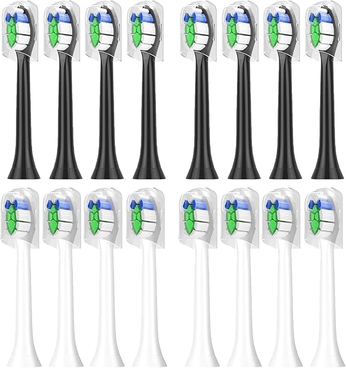 4/8/12/16 Pcs Replacement Toothbrush Heads Compatible for PhilipsSonicare Electric Toothbrush Refills for 1100 2100 4100 5100(8White 8Black)