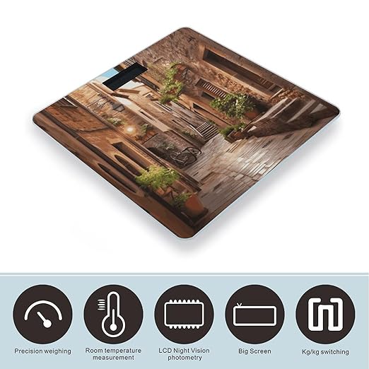 Italian Street Digital Bathroom Scale for Body Weight with High Precision Digital Weighing Scale with BMI Clear LCD Display and Step-On Measures Weight Up to 180kg