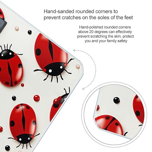 Red Ladybug Weight Scale Large Bathroom Scales Digital Weight with Bright LED Display Non Slip Automatic Weighing Scale Fashion Weighing Machine for Body