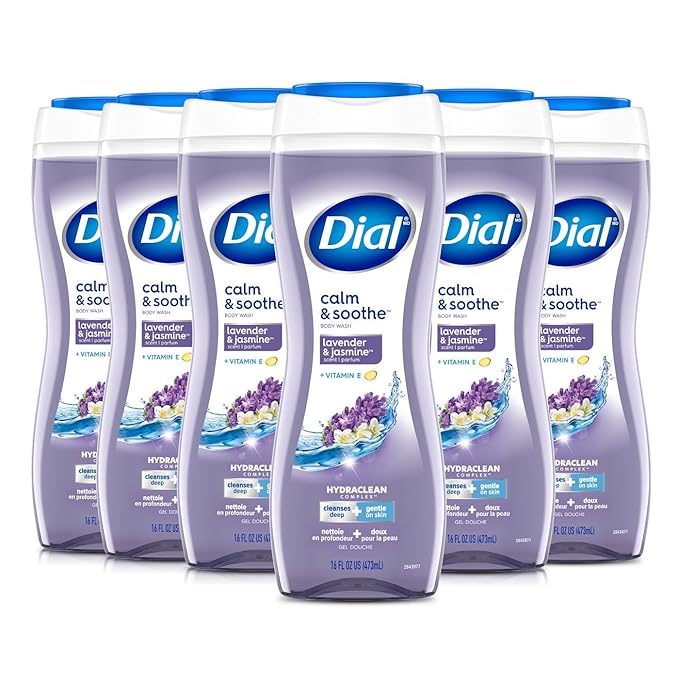 Dial Body Wash Calm &amp Soothe Lavender &amp Jasmine Scent 16 fl oz Pack of 6