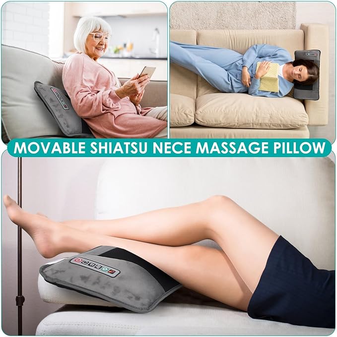 Full Body Massage Mat with Heat &amp Movable Shiatsu Neck Back Massager Pillow Upgraded Massage Mattress Pad with 10 Vibration Motors9 Massaging Mode2 Heating Padfor Back Neck Leg Pain Relief