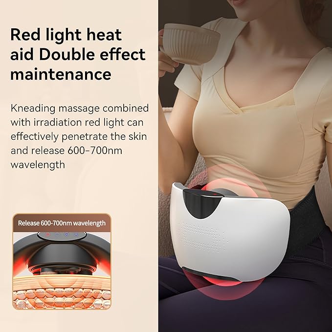 Automatic Abdominal Massager Bianstone Belly Rubbing Instrument Dual-use for Waist and Abdomen Positive and Negative Massage Flatulence Relief Promote Intestinal Peristalsis (White)