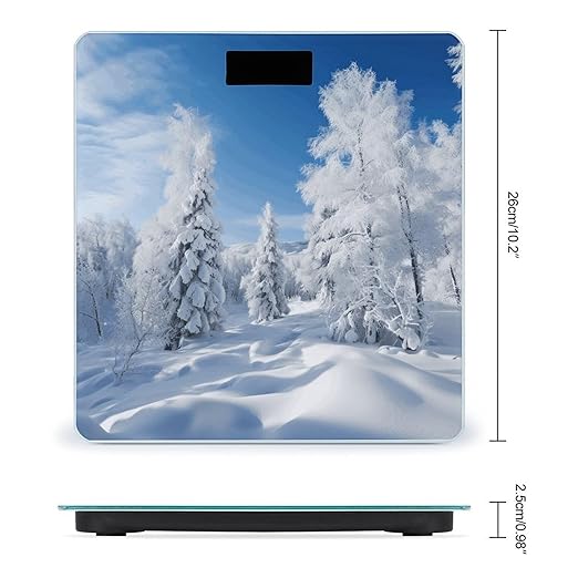 Snow Covered Winter Trees Bathroom Scale Large LCD Backlight Display Digital Scale Rounded Corners Body Scales Automatic Power On/Off Bathroom Scales for Home Bedrooms